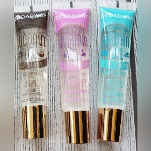 Broadway Lip Gloss Set Trio- Coconut, Vitamin E, Argan Oil 🆕